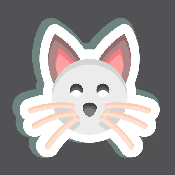 Sticker Cat Související Symbolem Zvířecí Hlava Jednoduchý Design Upravitelný Jednoduché — Stockový vektor