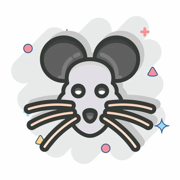 Szczur Ikonowy Związane Symbolem Głowy Zwierzęcia Styl Komiczny Prosty Projekt — Wektor stockowy