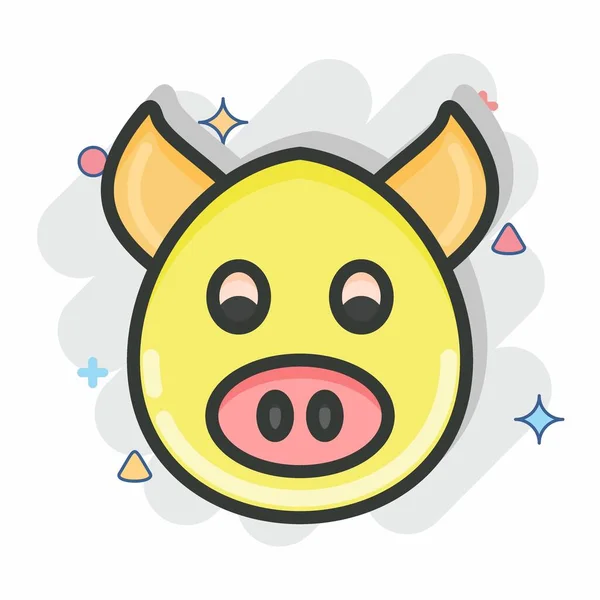 Simge domuzu. Hayvan kafası sembolüyle ilgili. Çizgi roman tarzı. Basit dizayn edilebilir. Basit bir çizim. Şirin. eğitim