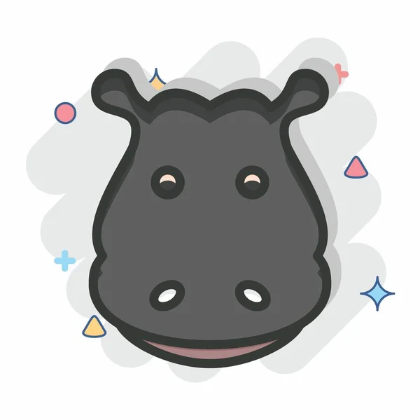 Icône Hippopotame Lié Symbole Tête Animal Style Conception Simple Modifiable — Image vectorielle