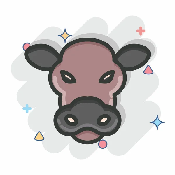 Symbolkuh Verwandt Mit Animal Head Symbol Comic Stil Einfaches Design — Stockvektor