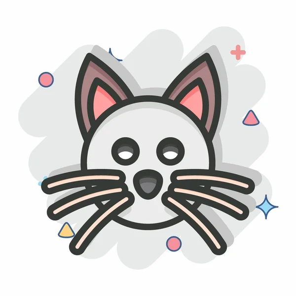 Icona Cat Relativi Simbolo Della Testa Animale Stile Comico Design — Vettoriale Stock