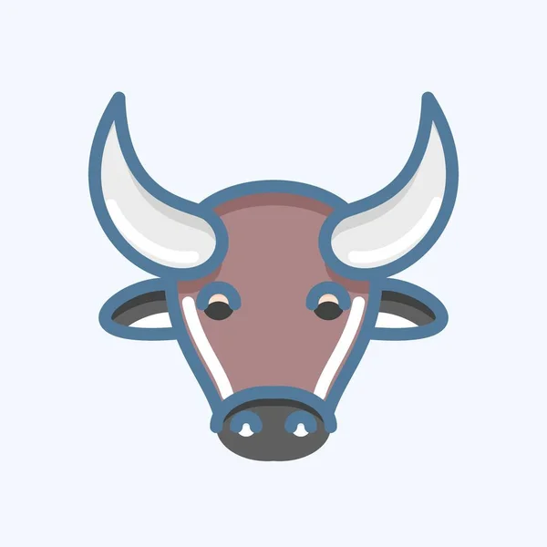 Icon Buffalo Související Symbolem Zvířecí Hlava Stylu Čmáranice Jednoduchý Design — Stockový vektor