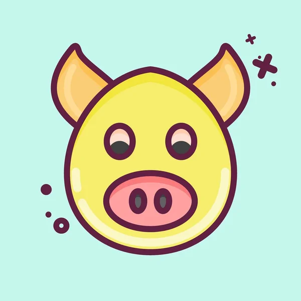 Symbolschwein Verwandt Mit Animal Head Symbol Mbe Stil Einfaches Design — Stockvektor