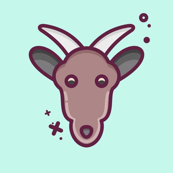 Icon Goat Související Symbolem Zvířecí Hlava Mbe Styl Jednoduchý Design — Stockový vektor