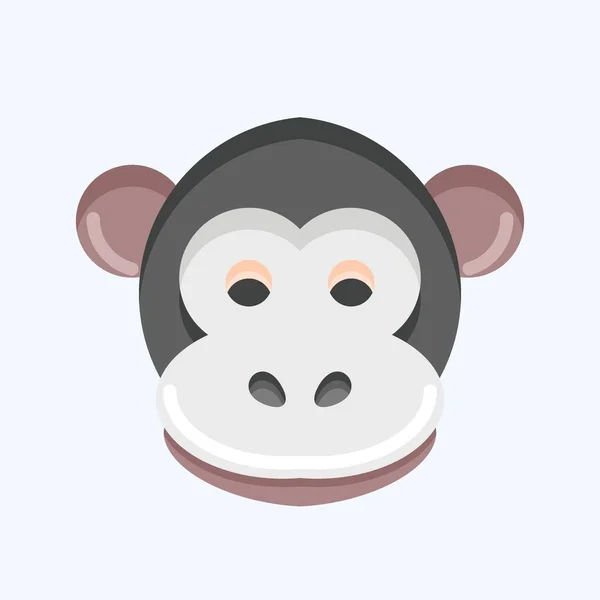 Icon Monkey Legătură Simbolul Animal Head Stil Plat Design Simplu — Vector de stoc