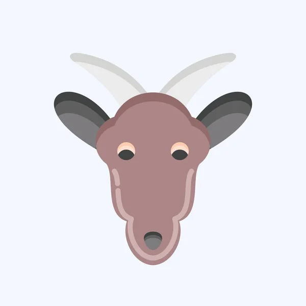 Icon Goat Související Symbolem Zvířecí Hlava Plochý Styl Jednoduchý Design — Stockový vektor