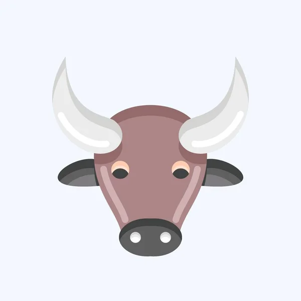 Icon Buffalo Related Animal Head Symbol Flat Style Simple Design — Stock Vector