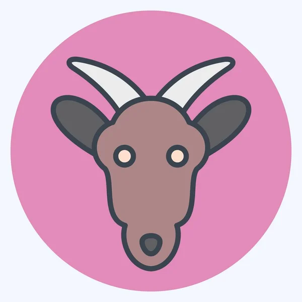 Icon Goat Související Symbolem Zvířecí Hlava Styl Barevného Partnera Jednoduchý — Stockový vektor