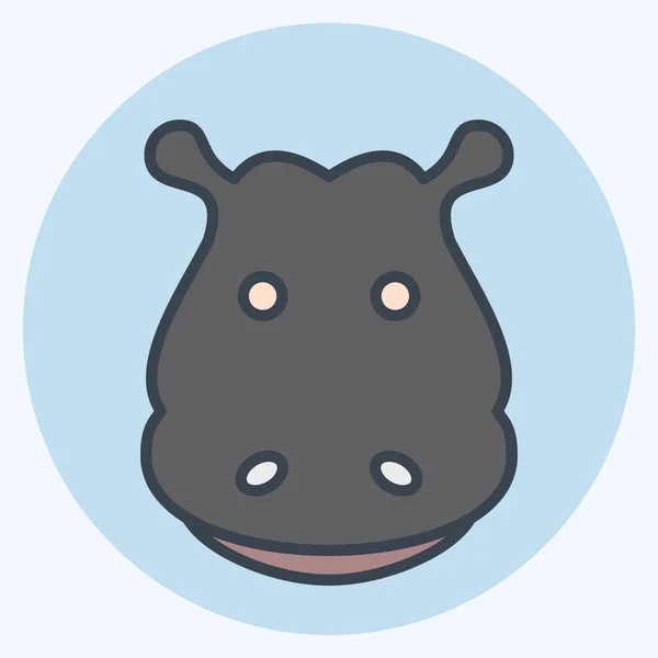 Ikoon Hippopotamus Gerelateerd Aan Animal Head Symbool Kleurmaat Stijl Eenvoudig — Stockvector