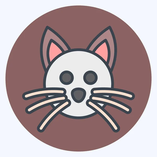Icon Cat Související Symbolem Zvířecí Hlava Styl Barevného Partnera Jednoduchý — Stockový vektor