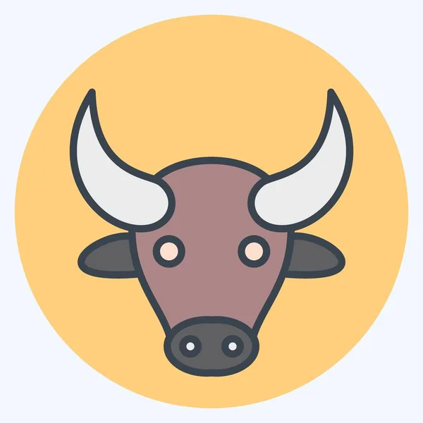 Icon Buffalo Související Symbolem Zvířecí Hlava Styl Barevného Partnera Jednoduchý — Stockový vektor