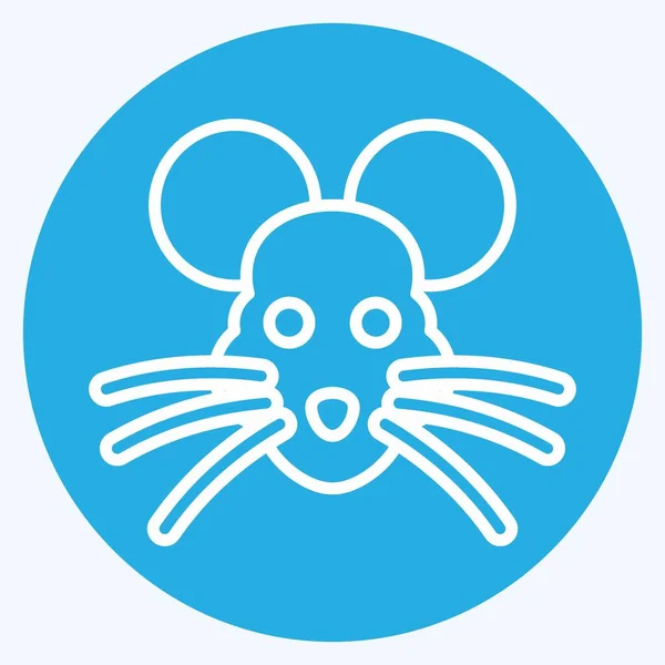 Simge Sıçan Hayvan Kafası Sembolüyle Ilgili Mavi Gözlü Basit Dizayn — Stok Vektör
