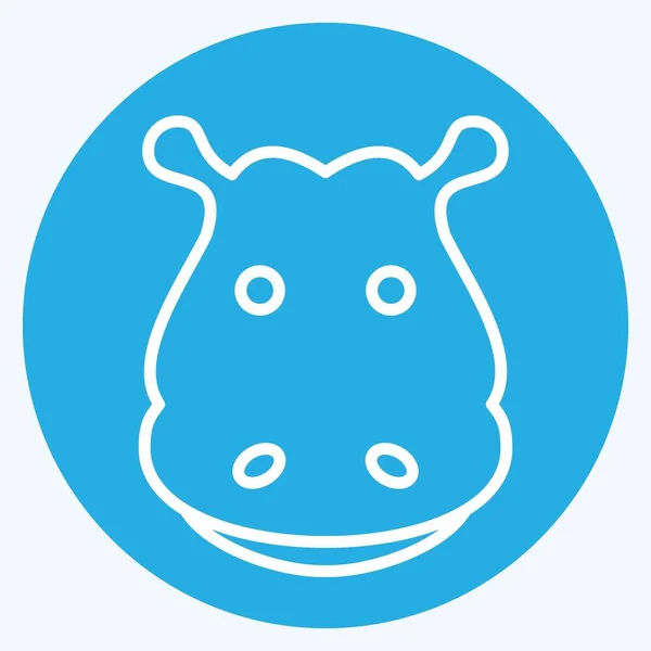 Icône Hippopotame Lié Symbole Tête Animal Style Yeux Bleus Conception — Image vectorielle