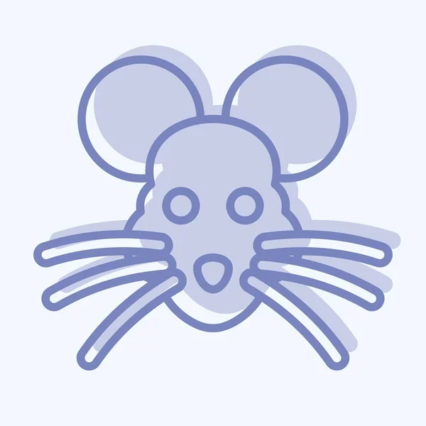 Szczur Ikonowy Związane Symbolem Głowy Zwierzęcia Styl Dwutonowy Prosty Projekt — Wektor stockowy