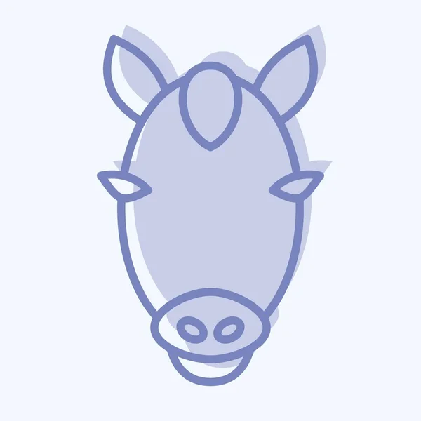 Ikonowy Koń Związane Symbolem Głowy Zwierzęcia Styl Dwutonowy Prosty Projekt — Wektor stockowy