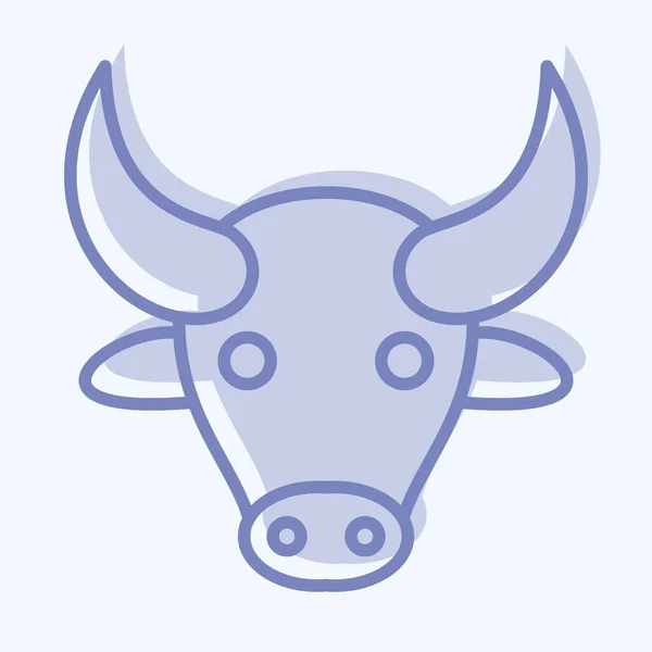 Icon Buffalo Související Symbolem Zvířecí Hlava Dvoubarevný Styl Jednoduchý Design — Stockový vektor