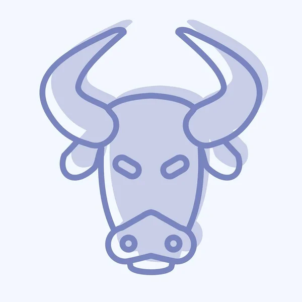 Ikona Bizon Související Symbolem Zvířecí Hlava Dvoubarevný Styl Jednoduchý Design — Stockový vektor