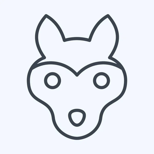Иконный Волк Относится Символу Animal Head Стиль Линии Простой Дизайн — стоковый вектор