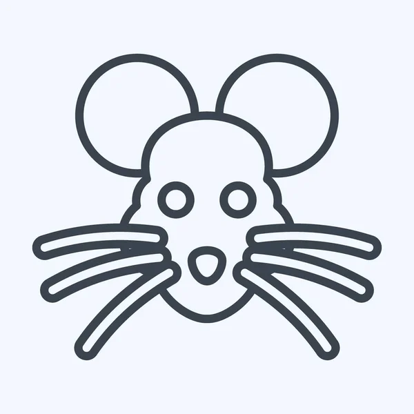 Szczur Ikonowy Związane Symbolem Głowy Zwierzęcia Styl Linii Prosty Projekt — Wektor stockowy
