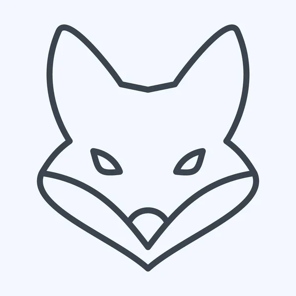 Icône Fox Lié Symbole Tête Animal Style Ligne Conception Simple — Image vectorielle