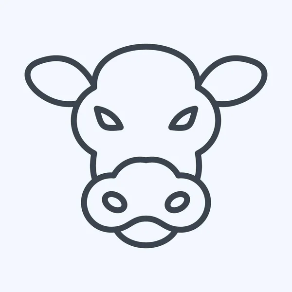 Icono Vaca Relacionado Con Símbolo Cabeza Animal Estilo Línea Diseño — Archivo Imágenes Vectoriales