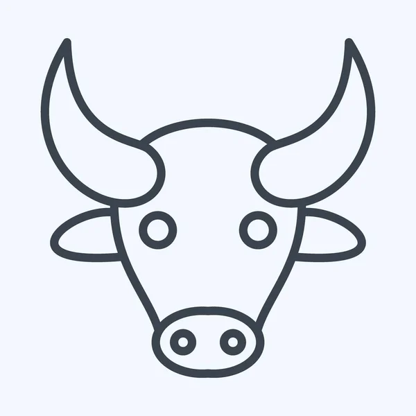 Icon Buffalo Související Symbolem Zvířecí Hlava Styl Čáry Jednoduchý Design — Stockový vektor