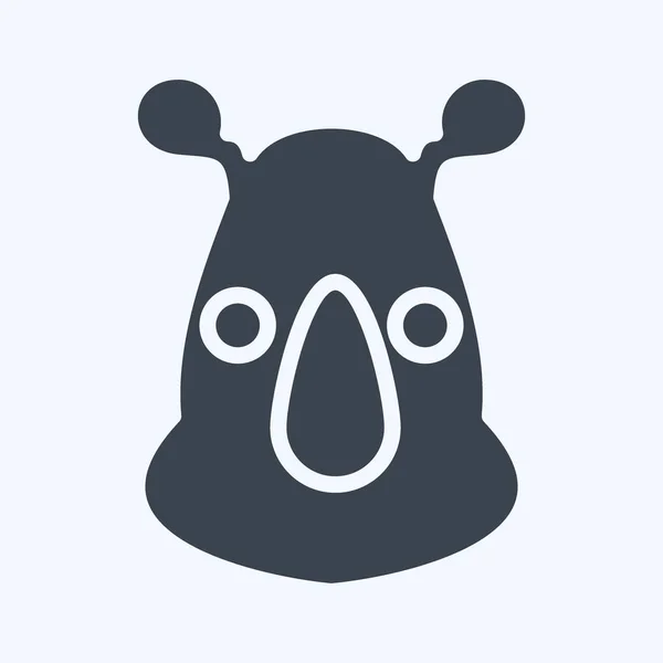 Icône Rhino Lié Symbole Tête Animal Style Glyphe Conception Simple — Image vectorielle