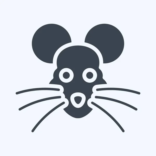 Szczur Ikonowy Związane Symbolem Głowy Zwierzęcia Styl Glifowy Prosty Projekt — Wektor stockowy
