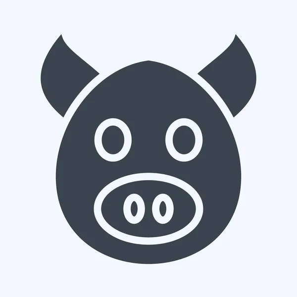 Icon猪 与动物头符号有关 格瑞普风格 简单的设计可以编辑 简单的例证 — 图库矢量图片