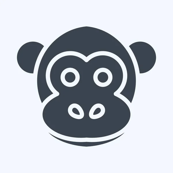 Icon Monkey Related Animal Head Symbol Glyph Style Simple Design — Stock Vector
