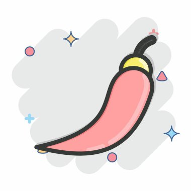 Icon Chili. Tayland sembolüyle ilgili. Çizgi roman tarzı. Basit dizayn edilebilir. Basit bir çizim. Basit vektör simgeleri. Dünya Seyahat Turizmi. Tayland