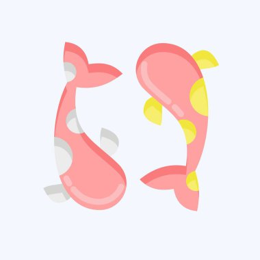 Icon Koi Carps. Tayland sembolüyle ilgili. Düz stil. Basit dizayn edilebilir. Basit bir çizim. Basit vektör simgeleri. Dünya Seyahat Turizmi. Tayland