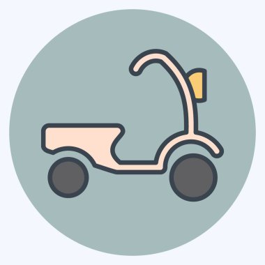 İkon Scooter. Tayland sembolüyle ilgili. renk arkadaşı stili. Basit dizayn edilebilir. Basit bir çizim. Basit vektör simgeleri. Dünya Seyahat Turizmi. Tayland
