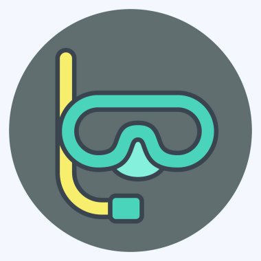 Simge Maskesi ve Şnorkel. Tayland sembolüyle ilgili. renk arkadaşı stili. Basit dizayn edilebilir. Basit bir çizim. Basit vektör simgeleri. Dünya Seyahat Turizmi. Tayland