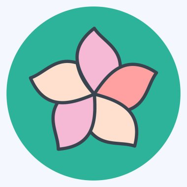 İkon Plumeria. Tayland sembolüyle ilgili. renk arkadaşı stili. Basit dizayn edilebilir. Basit bir çizim. Basit vektör simgeleri. Dünya Seyahat Turizmi. Tayland