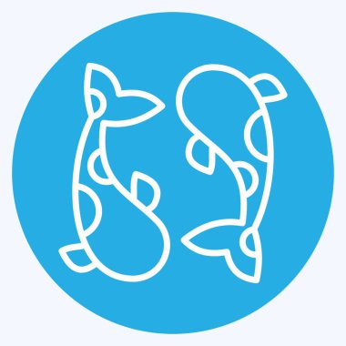 Icon Koi Carps. Tayland sembolüyle ilgili. Mavi gözlü. Basit dizayn edilebilir. Basit bir çizim. Basit vektör simgeleri. Dünya Seyahat Turizmi. Tayland