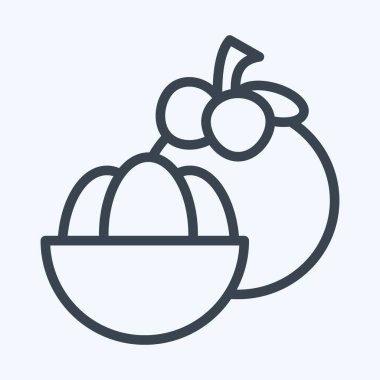 Simge Mangosteen. Tayland sembolüyle ilgili. Sıra tarzı. Basit dizayn edilebilir. Basit bir çizim. Basit vektör simgeleri. Dünya Seyahat Turizmi. Tayland