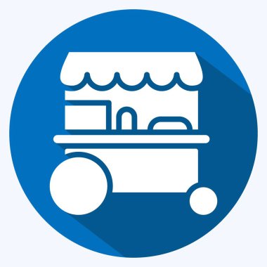 Icon Trolley Arabası. Tayland sembolüyle ilgili. Uzun gölge tarzı. Basit dizayn edilebilir. Basit bir çizim. Basit vektör simgeleri. Dünya Seyahat Turizmi. Tayland