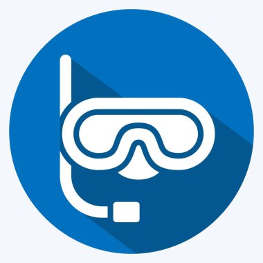 Simge Maskesi ve Şnorkel. Tayland sembolüyle ilgili. Uzun gölge tarzı. Basit dizayn edilebilir. Basit bir çizim. Basit vektör simgeleri. Dünya Seyahat Turizmi. Tayland