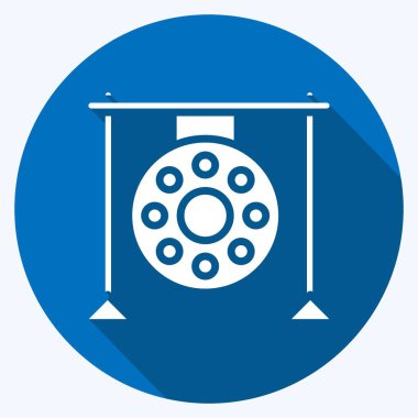 Icon Gong 'da. Tayland sembolüyle ilgili. Uzun gölge tarzı. Basit dizayn edilebilir. Basit bir çizim. Basit vektör simgeleri. Dünya Seyahat Turizmi. Tayland