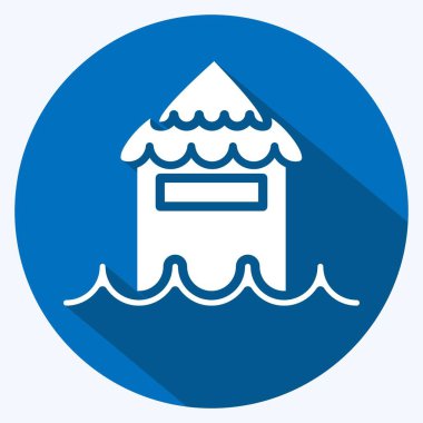 İkon Bungalov. Tayland sembolüyle ilgili. Uzun gölge tarzı. Basit dizayn edilebilir. Basit bir çizim. Basit vektör simgeleri. Dünya Seyahat Turizmi. Tayland