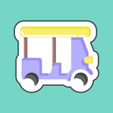 Çıkartma hattı Tuk tuk 'u kesti. Tayland sembolüyle ilgili. Basit dizayn edilebilir. Basit bir çizim. Basit vektör simgeleri. Dünya Seyahat Turizmi. Tayland