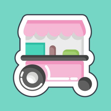 Çıkartma çizgisi Trolley Cart 'ı kesti. Tayland sembolüyle ilgili. Basit dizayn edilebilir. Basit bir çizim. Basit vektör simgeleri. Dünya Seyahat Turizmi. Tayland