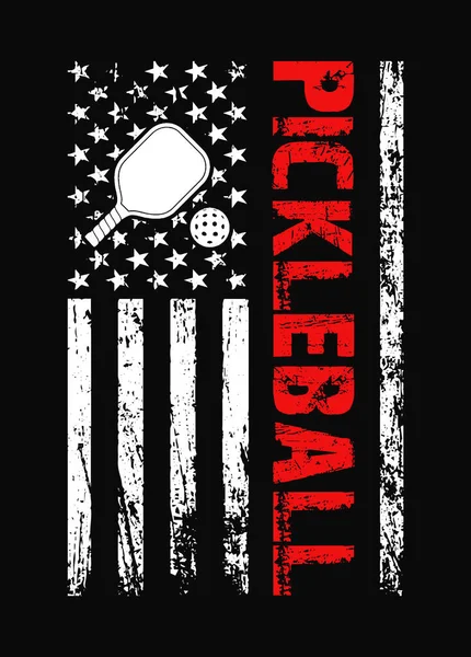 American Flag Pickleball Design - Stok Vektor