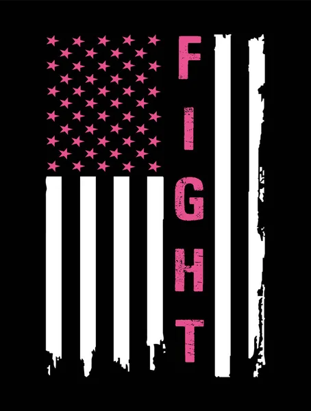 Fight Breast Cancer American Flag - Stok Vektor