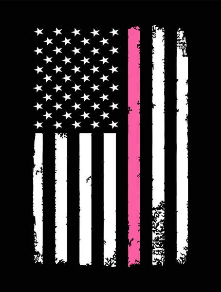 Breast Cancer Line Flag - Stok Vektor