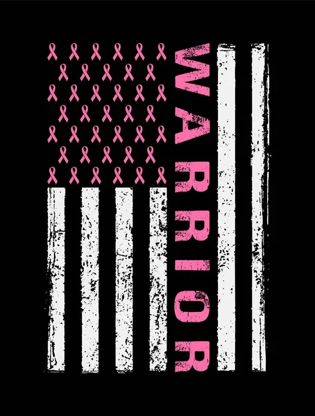 Breast Cancer Warrior Design American Flag - Stok Vektor