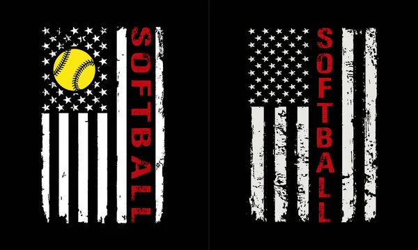 Softball Lipca Shirt Design — Wektor stockowy