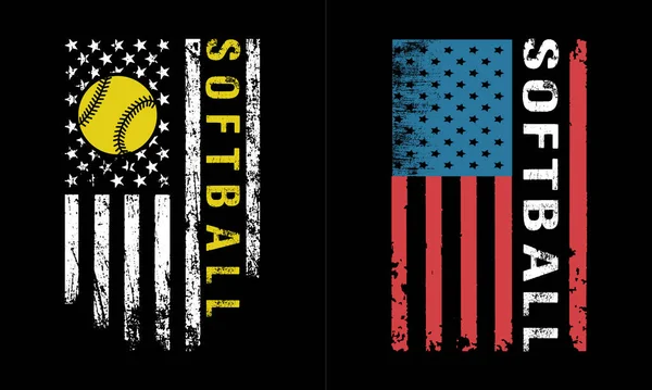 Usa Zászló Softball Design — Stock Vector